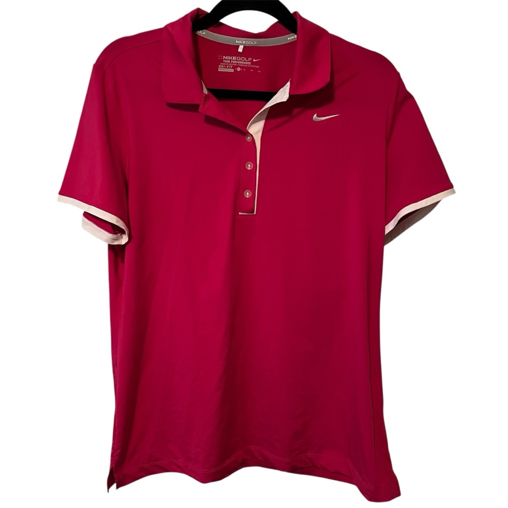 Nike Golf Pink and White Collared Golf T-Shirt